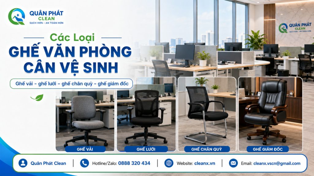 Hình ảnh minh họa các loại ghế văn phòng cần vệ sinh tại Nha Trang