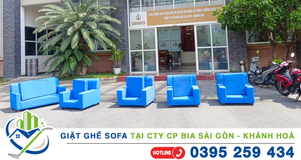 Giặt ghế sofa tại Cty CP Bia Sài Gòn Khánh Hoà