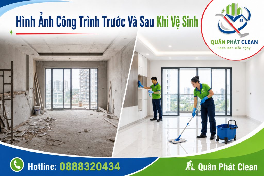 Hình ảnh công trình trước và sau khi vệ sinh – Quân Phát Clean