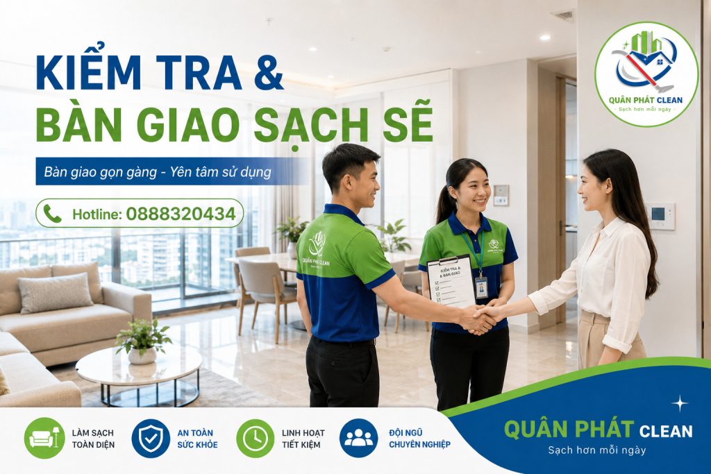 Kiểm tra và bàn giao vệ sinh căn hộ Nha Trang, giúp khách hàng yên tâm trước khi sử dụng.