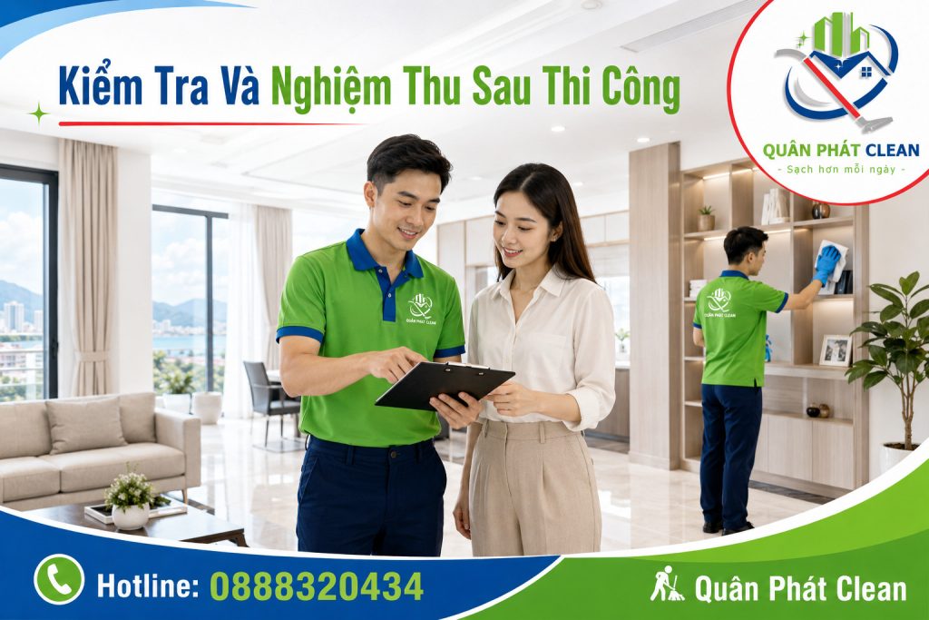 Kiểm tra và nghiệm thu sau khi vệ sinh công nghiệp – Quân Phát Clean